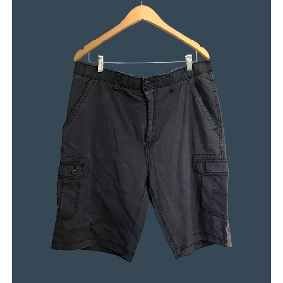 WEARFIRST MENS CHARCOAL CARGO WF FREE-BAND SHORTS SIZE 38
